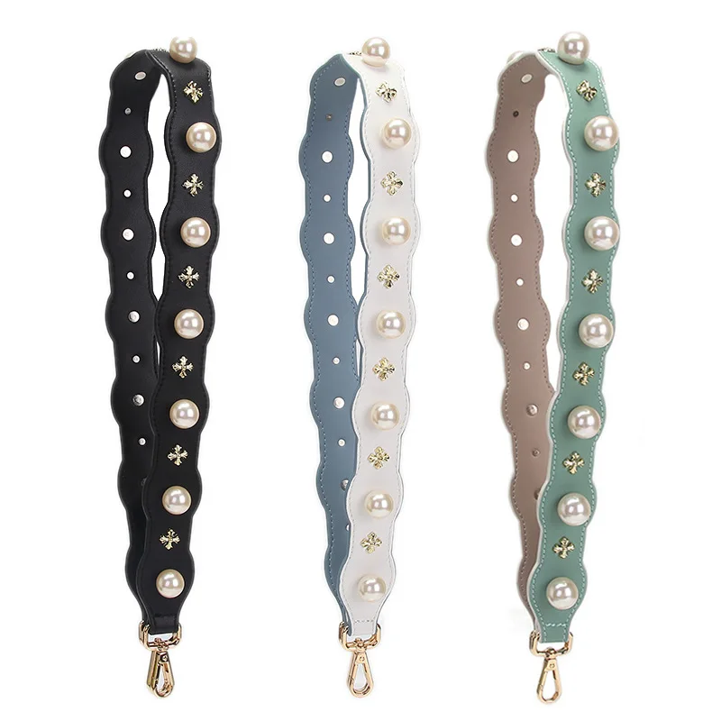 Top Trends: New Wave Bag Strap Fashion Chic Pearls With Rivet Handbag Belt 2018 Trendy Shoulder Bag Handles Replacement Accessories KZ0390 Shoppable Styles