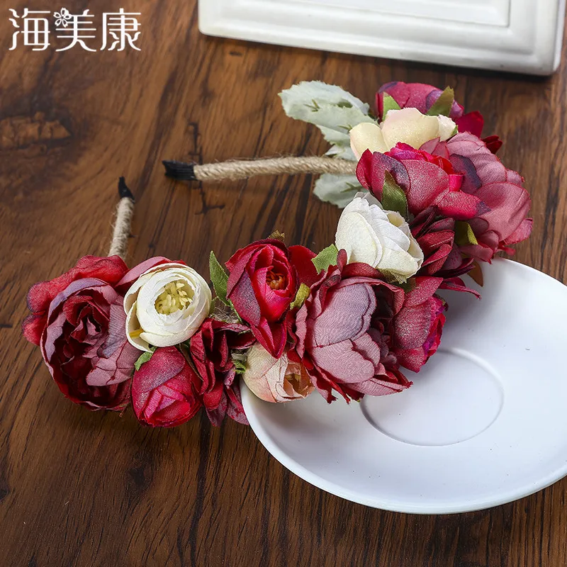 Top Trends: Haimeikang Colorful Flower Headband Fabric Princess Headdresses Girls Bride Headband Women Beach Wedding Hair Accessories Shoppable Styles