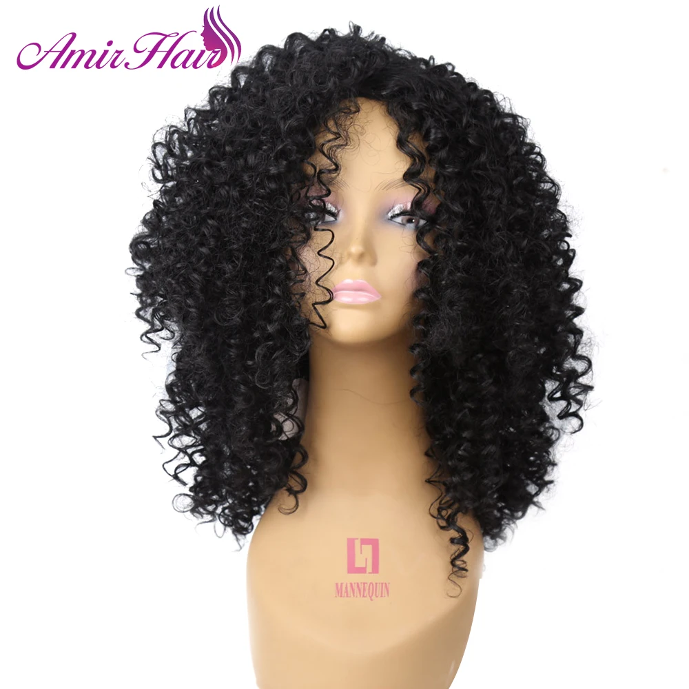 Top Trends: Amir Synthetic Afro Kinky Curly Wig For Black Women With Bangs Medium Length Hair Black Wigs Brown American African Cosplay Shoppable Styles