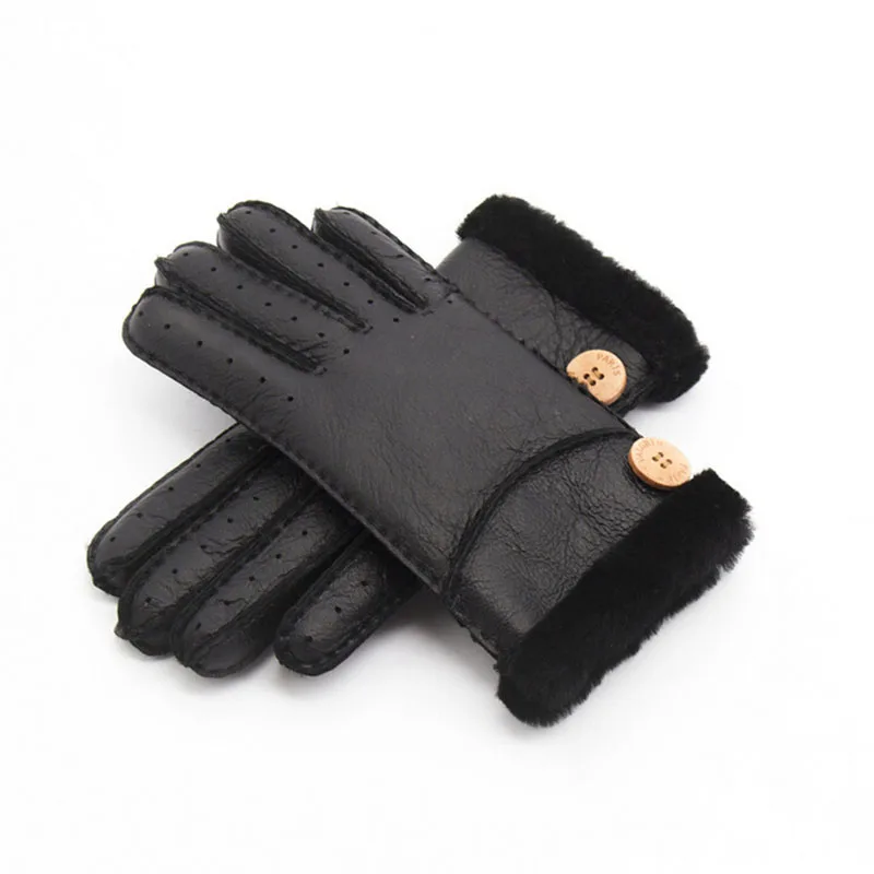 Top Trends: Super Warm Women Winter Warm Real Leather Gloves Ladies Wool Mittens Gloves Ladies Female Sheep Fur Gloves Outdoor Ski Guantes Shoppable Styles