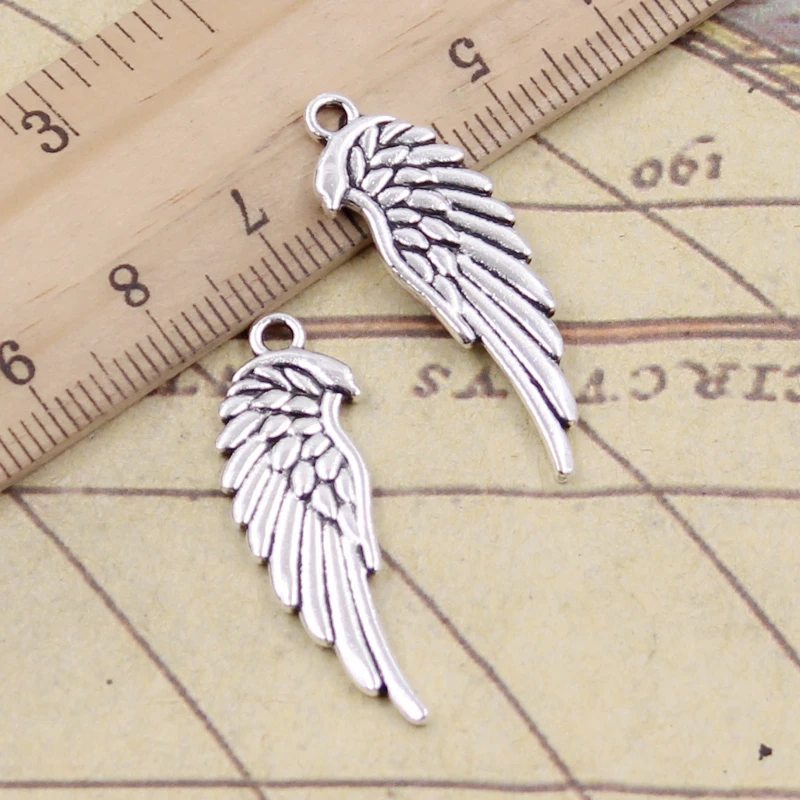 Top Trends: 20pcs Charms Double Sided Angel Wings 33x12mm Tibetan Silver Color Pendants Antique Jewelry Making DIY Handmade Craft Shoppable Styles