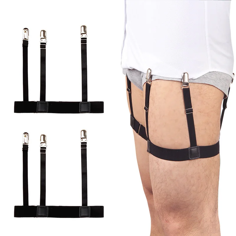 Top Trends: 2 Pcs Men Shirt Stays Belt With Non-slip Locking Clips Keep Shirt Tucked Leg Thigh Suspender Garters Strap For Home Shoppable Styles