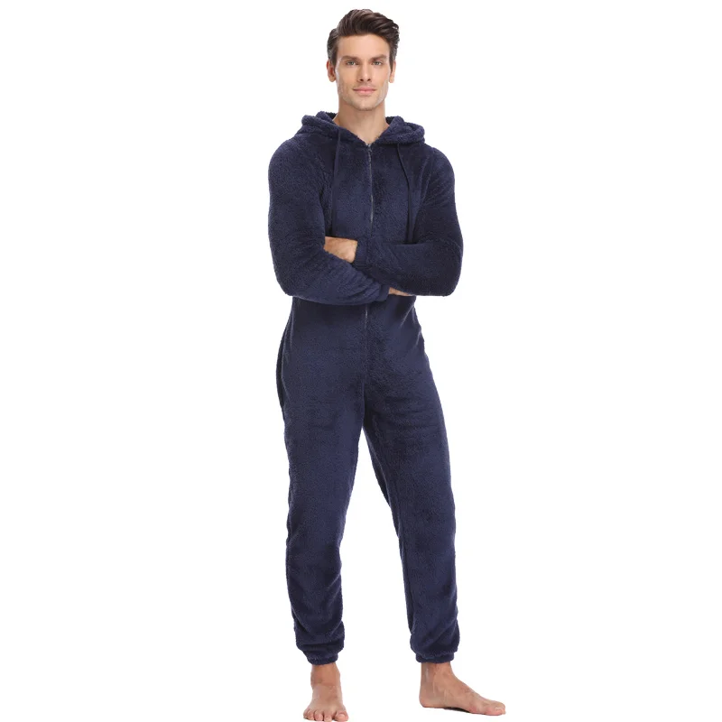 Top Trends: Men Plush Teddy Fleece Pajamas Winter Warm Pyjamas Jumpsuit Plus Size Sleepwear Kigurumi Hooded Pajama Sets For Adult Men Shoppable Styles