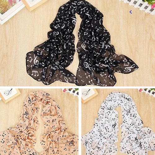 Top Trends: 2022 Women Girl Soft Chiffon Musical Note Print Long Scarf Shawl Wrap Chiffon Hijab Scarf For Women Muslim Hijabs Wraps 목도리 шарф Shoppable Styles