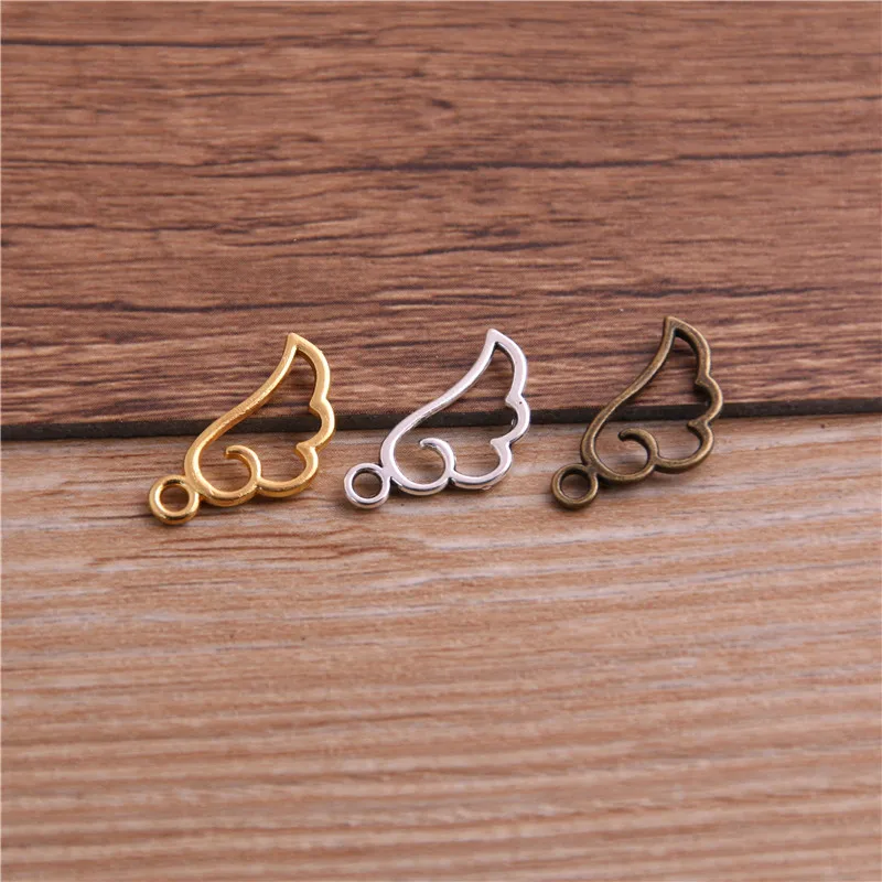 Top Trends: 60PCS 9*18mm Metal Alloy Three Color Mini Hollow Wing Charms Pendants For Jewelry Making DIY Handmade Craft Shoppable Styles