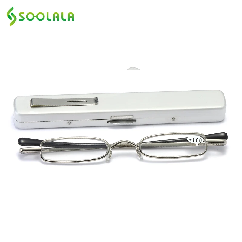 Top Trends: SOOLALA Mini Folding Reading Glasses W / Pen Clip Case Presbyopic Glasses Golden Magnifier Eyewear Small Reading Glasses Foldable Shoppable Styles - Image 3