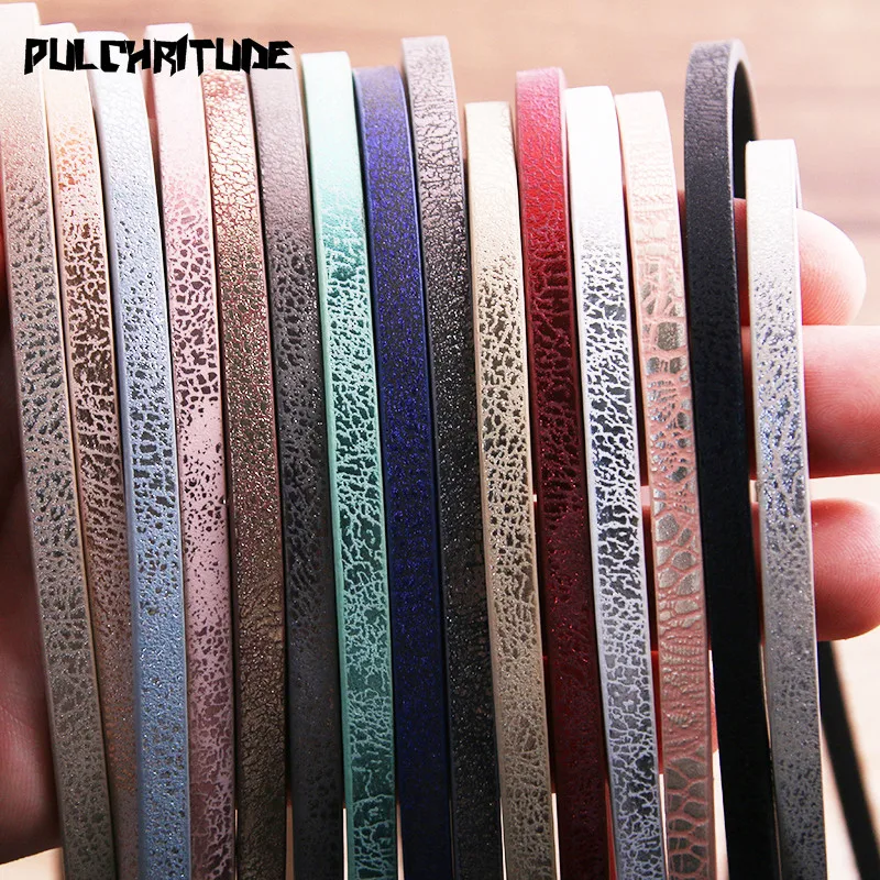 Top Trends: 1 Root 1Meter X 5mm Flat PU Leather Cord & Rope Diy Jewelry Findings Accessories Fashion Jewelry Making Material For Bracelet Shoppable Styles