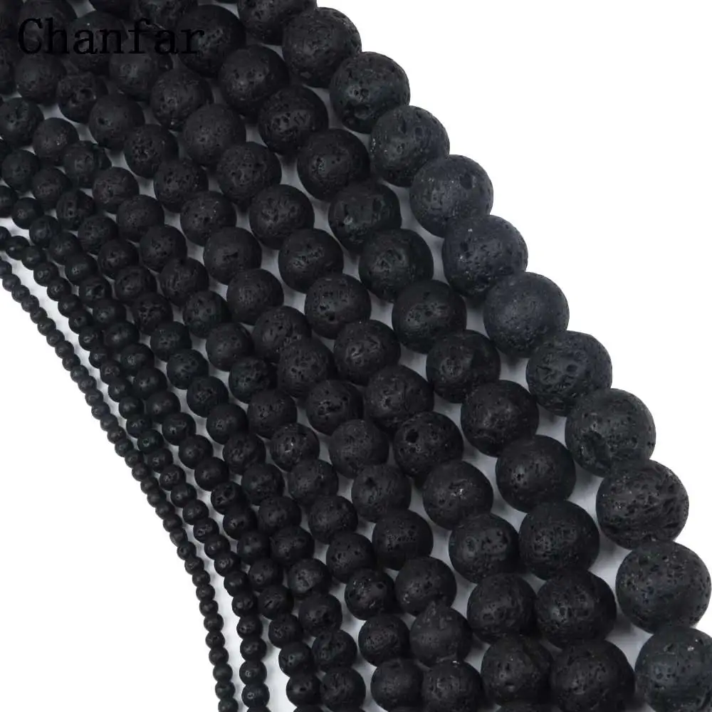 Top Trends: Wholesale A Black Lava Beads Natural Volcanic Rock Stone Beads Loose 4 6 8 10 12 14 16 18 20mm Handmade Jewelry Making Shoppable Styles