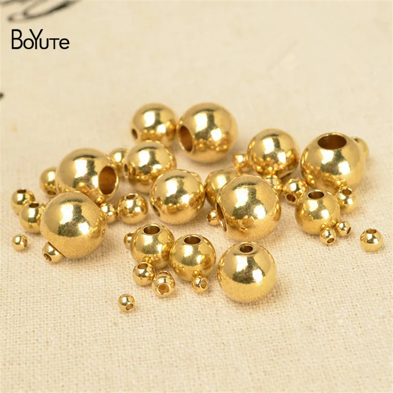 Top Trends: BoYuTe (100 Pieces / Lot) 2-2.5-3-4-5-6MM Round Metal Brass Solid Spacer Beads For Jewelry Making DIY Accessories Wholesale Shoppable Styles - Image 3