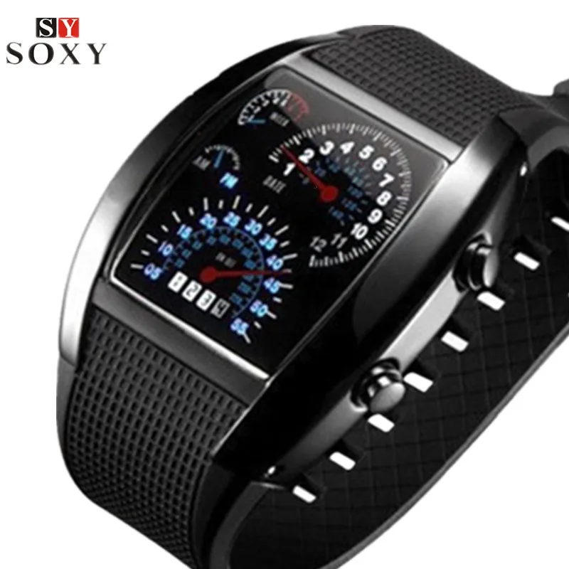 Top Trends: Fashion Men's Watch Unique LED Digital Watch Men Watch Electronic Sport Watches Rubber Band Clock Montre Homme Erkek Kol Saati Shoppable Styles