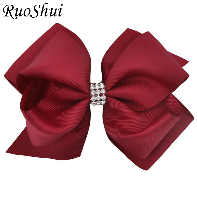 Top Trends: 20 Color 6 Inch Girls Luxury Rhinestone Bowknot Hair Clips Children Grosgrain Ribbon Hair Bow Hairpins Headwear Hair Accessories Shoppable Styles - Image 2