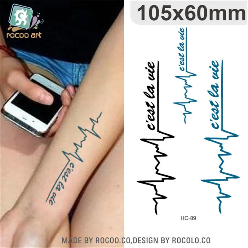 Top Trends: Body Art Waterproof Temporary Tattoos For Men And Women Fashion 3d Electrocardiogram Design Tattoo Sticker Wholesale HC1089 Shoppable Styles