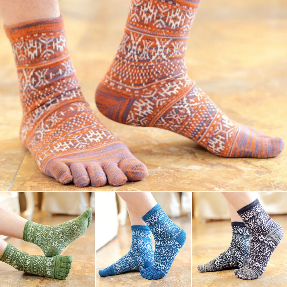 Top Trends: 1 Pair Five Finger Socks Men's 4 Colors Vintage Casual Style Cotton Men's Socks Male Thermal / Thick Warm Socks & Hosiery Shoppable Styles