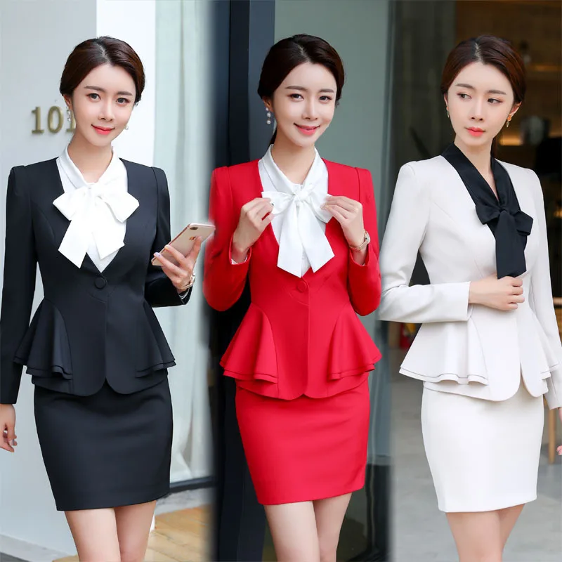 Top Trends: IZICFLY Spring Autumn Black Ladies Formal Uniform Designs Set For Women Blazer Elegant Feminino Business Skirt Suits Red Shoppable Styles