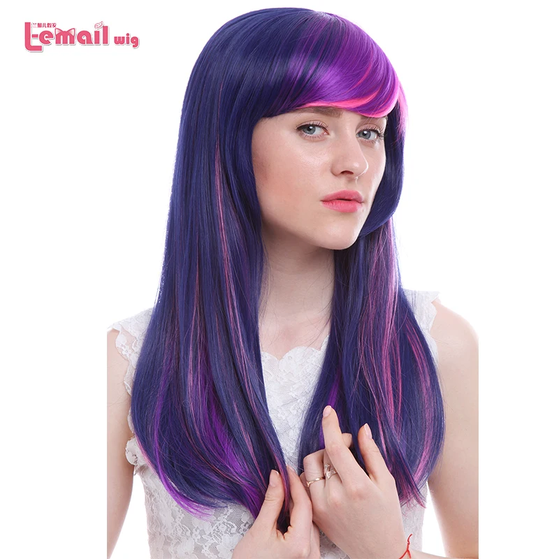 Top Trends: L-email Wig Hot Sale 60cm / 23.62inches Cosplay Wigs Mixed Color Little Pony Heat Resistant Synthetic Hair Perucas Cosplay Wig Shoppable Styles