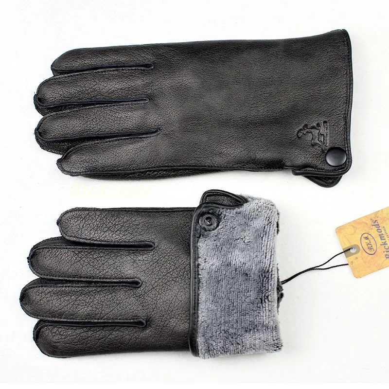 Top Trends: Winter Thick Warm Deerskin Gloves Men&#039;s Leather Fashion Simple Outer Seam Style Flannel Lining Thin Wool Points Shoppable Styles