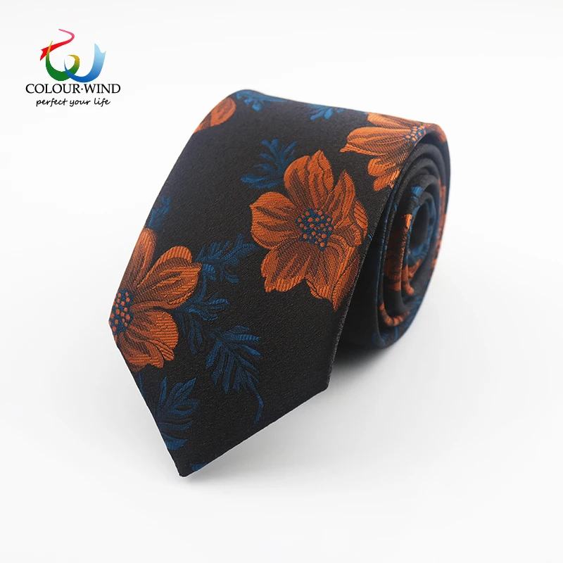 Top Trends: Brand New Men 7cm Floral Feather Printed Polyester Neck Tie Bowtie Gift Skinny Pocket Square 24cm Leisure Suit Ties Dropshipping Shoppable Styles