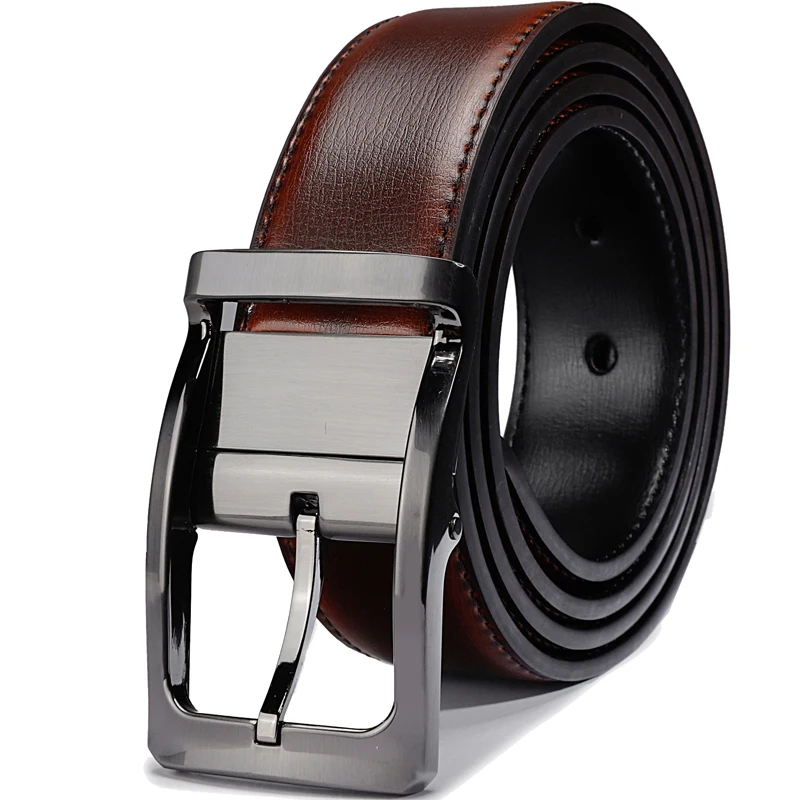 Top Trends: 1Pcs Men's Genuine Leather Reversible Belt Rotated Buckle Two In One Big And Tall Shoppable Styles - Image 4