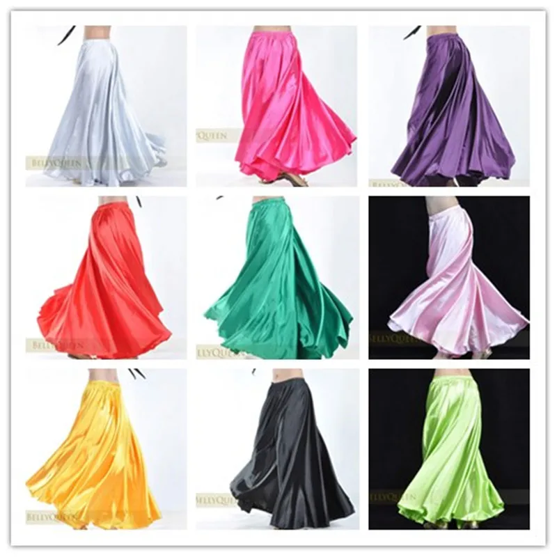 Top Trends: Waist 37 Inch Professional Women Belly Dancing Clothes 360 Degree Skirts Flamenco Skirts Satin Belly Dance Skirt Shoppable Styles