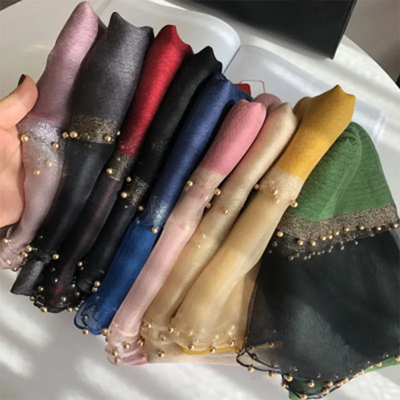 Top Trends: 2023 New Summer Silk Scarf For Women Long Size Pashmina Lady Shawl Female Wraps Bandana Foulard Hijabs Solid Soft Beach Stoles Shoppable Styles