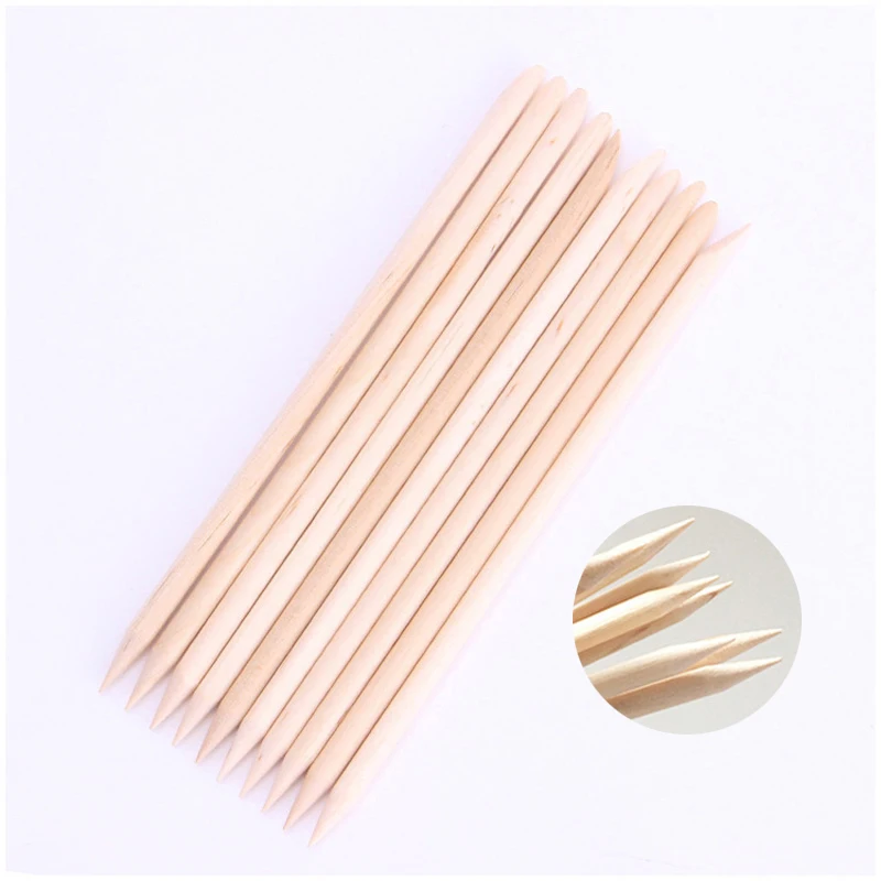 Top Trends: New 30 / 50pcs / lot Orange Wooden Nail Art Stick Double End Dead Skin Fork Cuticle Pusher Remover Pedicure Manicure Tools Shoppable Styles