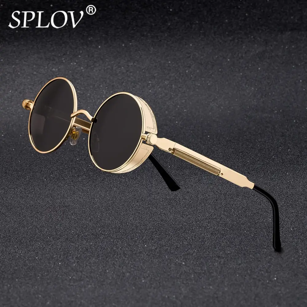 Top Trends: SPLOV Vintage Round Polarized Sunglasses Retro Steampunk Sun Glasses For Men Women Small Metal Circle Driving Glasses UV400 Shoppable Styles