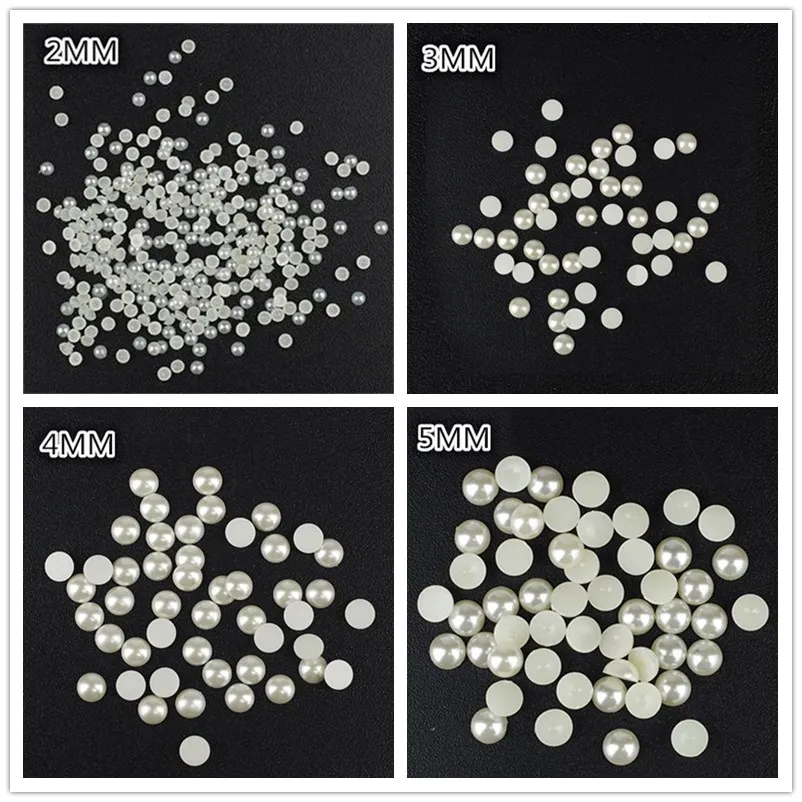 Top Trends: 2MM / 3MM / 4MM / 5MM / 6MM ABS Imitation Pearls Half Round Flatback Beads Beige Nail Art DIY Decoration Makeup Tools Shoppable Styles