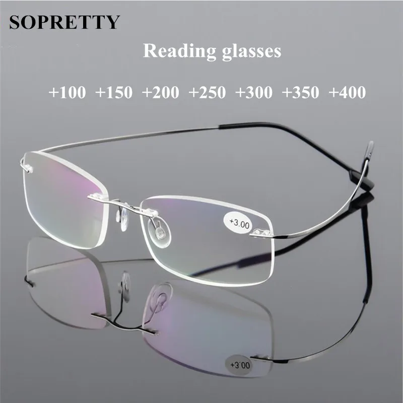 Top Trends: Unisex Titanium Alloy Screwless Rimless Reading Glasses , Women High Definition Anti Fatigue Ultralight Presbyopia Eyewear A862 Shoppable Styles