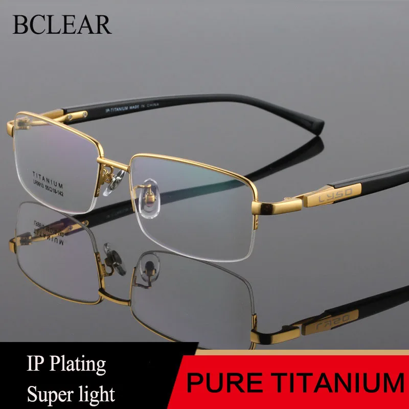 Top Trends: BCLEAR Men High Quality Pure Titanium Eye Glasses Frames Acetate Temple Legs Gold Silver Business Luxury Spectacle Frame Eyewear Shoppable Styles