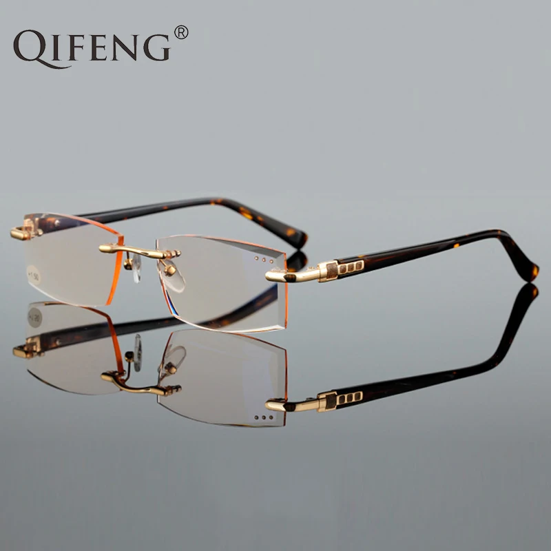 Top Trends: QIFENG Reading Glasses Men Women Diamond Cutting Rimless Diopter Presbyopic Female Male Eyeglasses + 1.0+ 1.5+ 2.0+ 2.5+ 3.0 QF291 Shoppable Styles