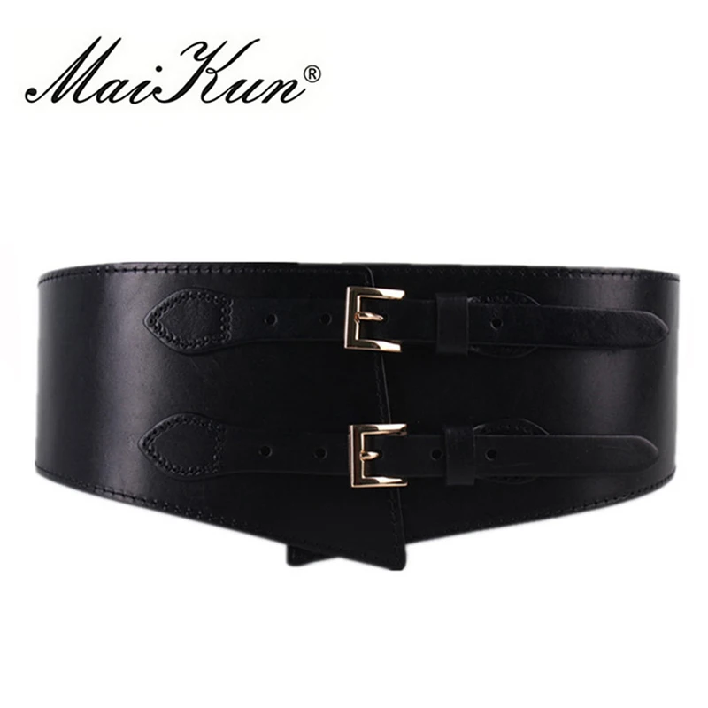 Top Trends: MaiKun Wide Belts For Women Luxury Cowhide Double Retro Pin Buckle Women Belts For Dress Female Waistband Shoppable Styles