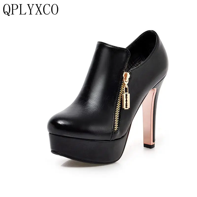 Top Trends: QPLYXCO 2017 New Sale Fashion Sexy Pumps Ankle Boots Big Size 32-43 Autumn Winter Women High Hells Wedding Party Shoes 502-1 Shoppable Styles