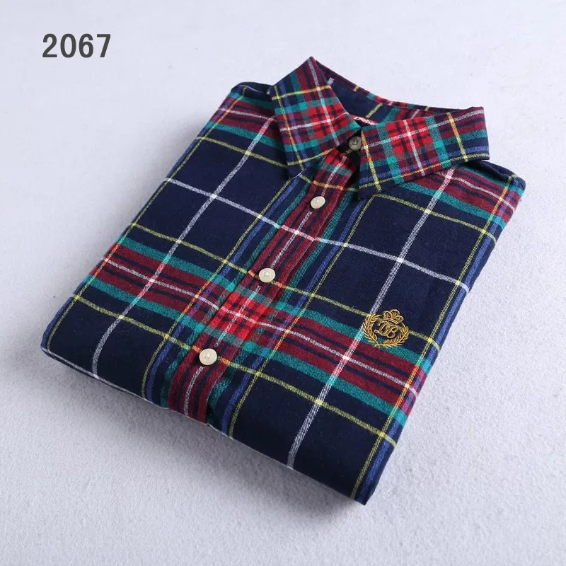 Top Trends: 2023 U-shark Fashion Plaid Shirt Female College Style Women's Blouses Long Sleeve Thicken Flannel Shirts Blusas Office Tops Shoppable Styles