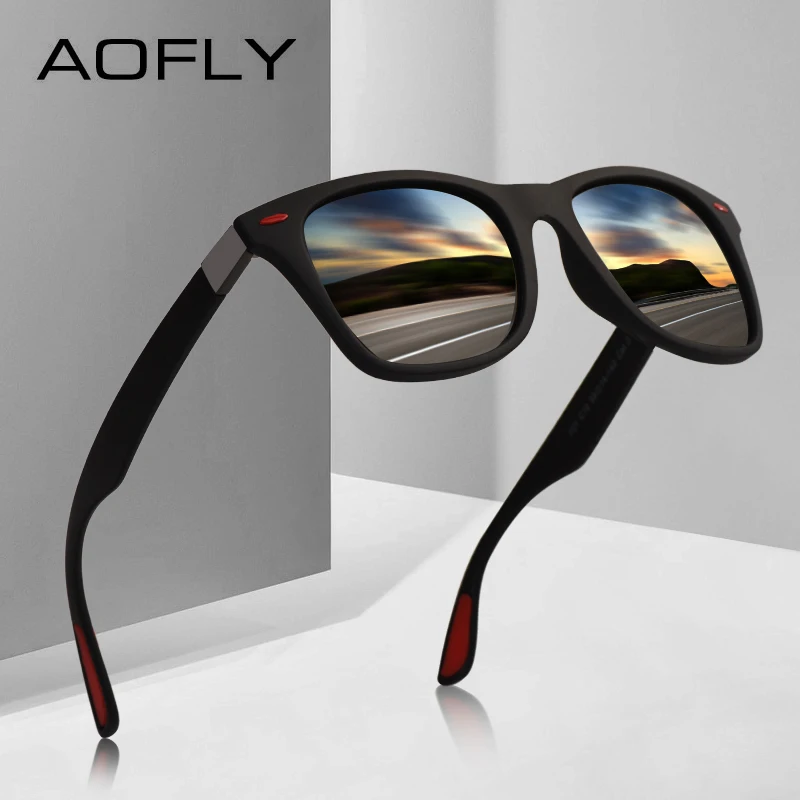 Top Trends: AOFLY NEW DESIGN Ultralight TR90 Polarized Sunglasses Men Women Driving Square Style Sun Glasses Male Goggle UV400 Gafas De Sol Shoppable Styles