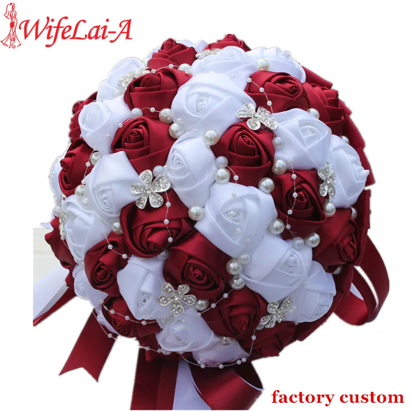 Top Trends: WifeLai-A Ramos De Novia Burgundy Red White Crystal Bridal Bouquet Custom Artificial Flower Bridesmaid Wedding Bouquet W224A-2 Shoppable Styles