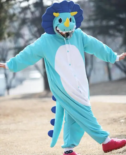 Top Trends: New Adult Animal Blue Triceratops Cosplay Pajamas Onesie Sleepwear Costume Shoppable Styles