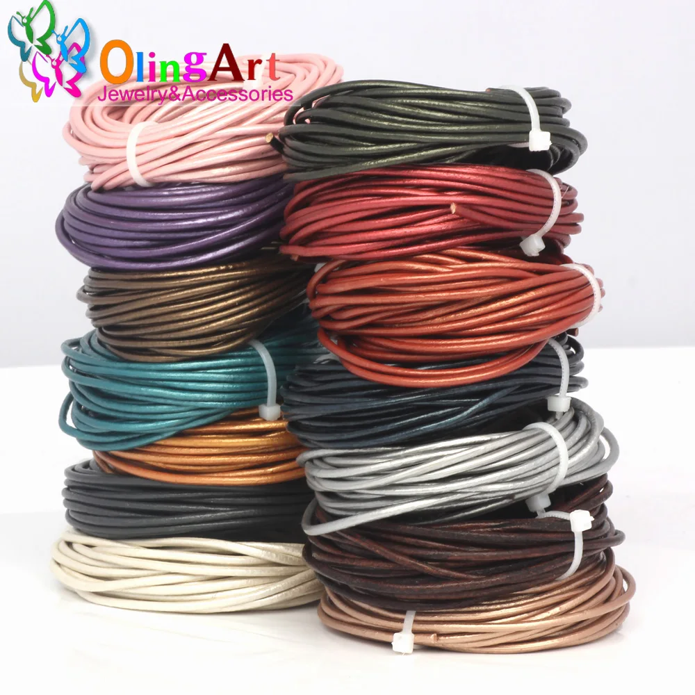 Top Trends: OlingArt Leather Cords 3mm 5M Craft Round Pearl Genuine Pearls Cord / Rope / Wire / String DIY Bracelet Choker Necklace Jewelry Making Shoppable Styles