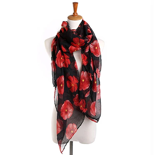 Top Trends: Women's Fashion Sexy Poppy Flowers Print Chiffon Comfortable Shawl Long Scarf Shoppable Styles