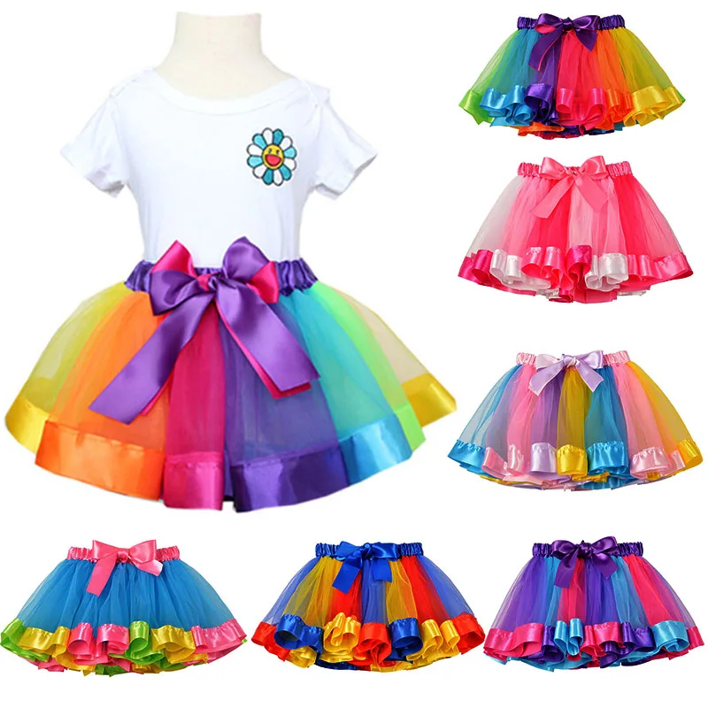 Top Trends: New Tutu Skirt Baby Girl Skirts 3M-8T Princess Mini Pettiskirt Party Dance Rainbow Tulle Skirts Girls Clothes Children Clothing Shoppable Styles