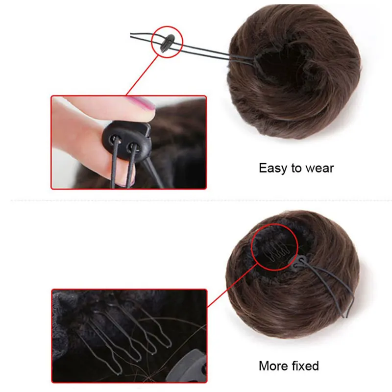 Top Trends: Synthetic Adjustable Hair Scrunchie Straight Chignons Hair Natural Fake Hair Bun Straight Drawstring Hair Ponytails Extensions Shoppable Styles - Image 4