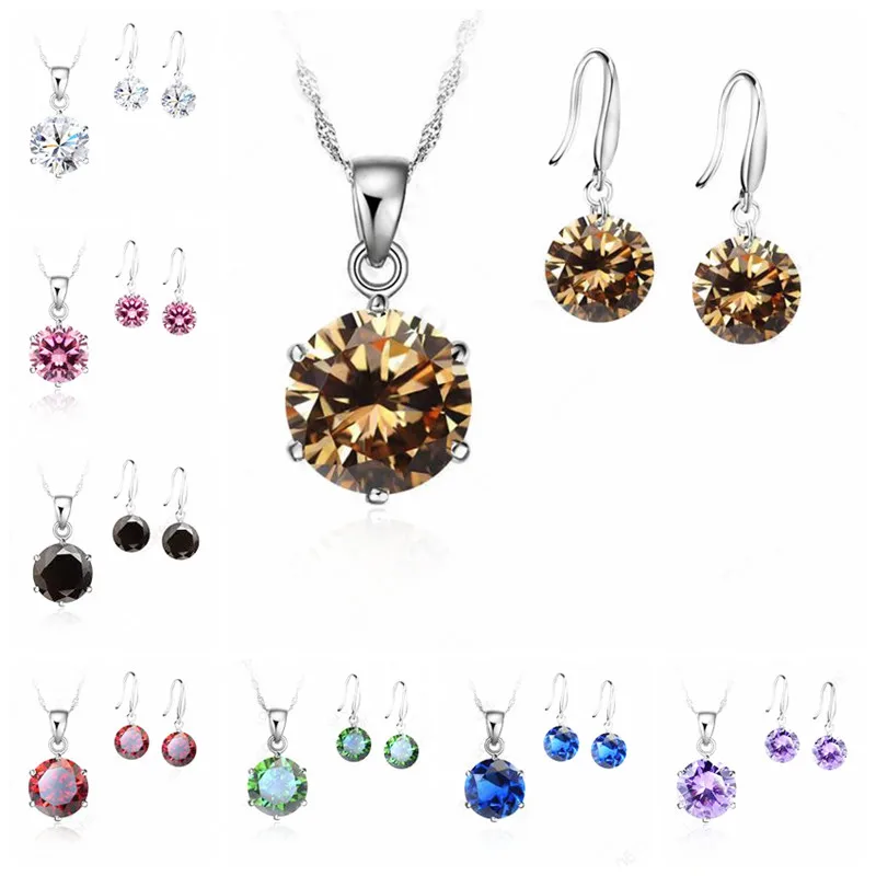 Top Trends: New Fashion Crystal Jewelry Set Cubic Zirconia CZ Pendant Necklace 925 Sterling Silver Jewelry Set Gift For Women Lovers Shoppable Styles