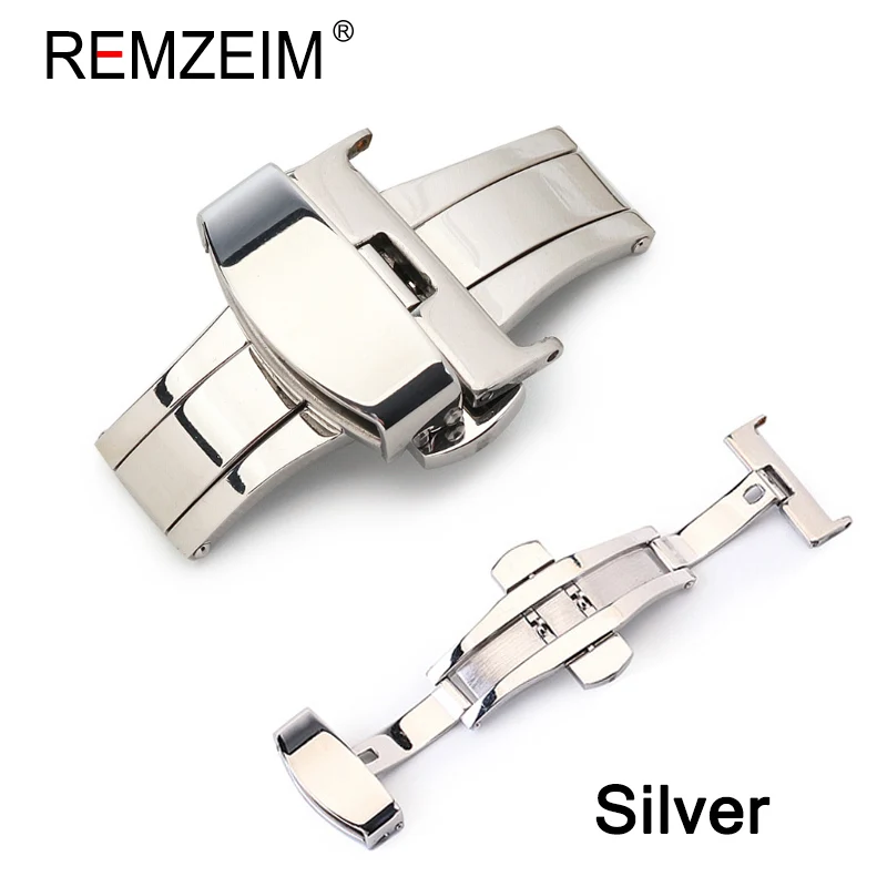 Top Trends: Stainless Steel Solid Double Push Button Fold Watch Buckle Butterfly Deployment Clasp Watch Strap 14mm 16mm 18mm 20mm 22mm Shoppable Styles - Image 5