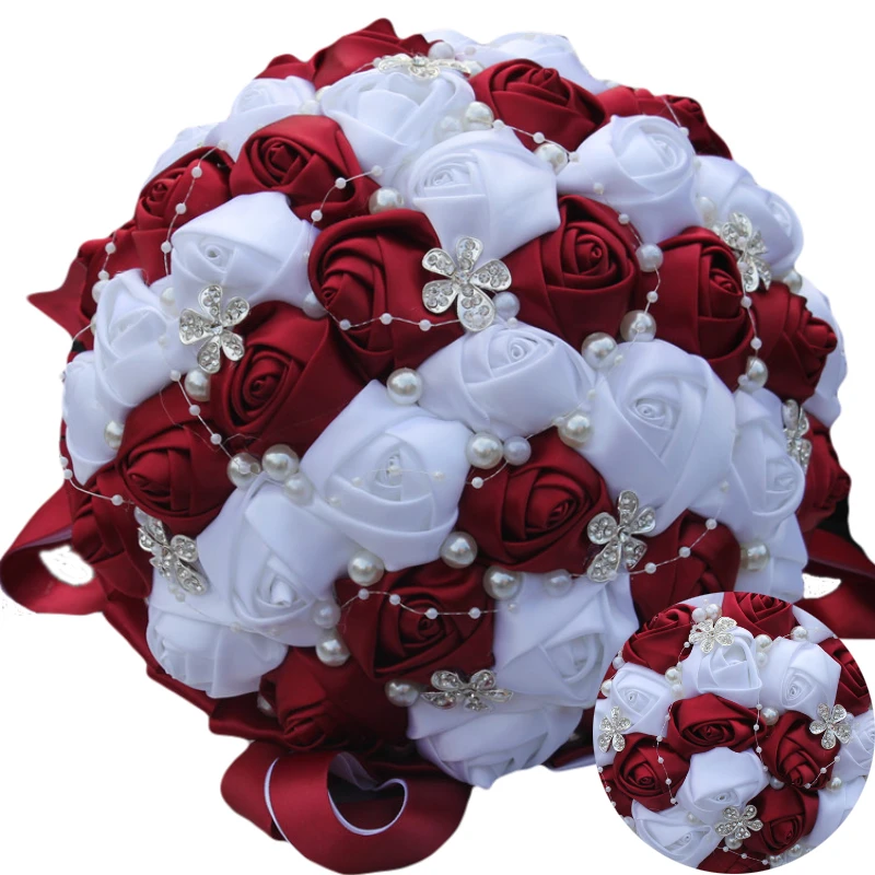 Top Trends: WifeLai-A Ramos De Novia Burgundy Red White Crystal Bridal Bouquet Custom Artificial Flower Bridesmaid Wedding Bouquet W224A-2 Shoppable Styles - Image 2