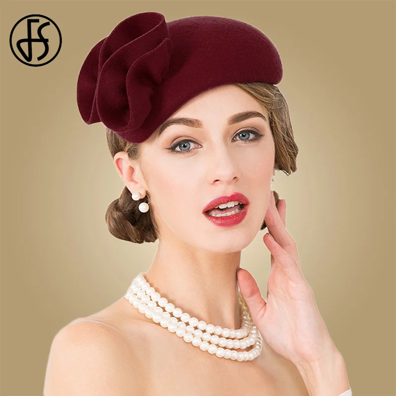 Top Trends: FS Ladies Wool Fascinator Hats For Wedding Women Elegant Tea Party Formal Vintage Pillbox HatFelt Flower Fedoras Chapeau Femme Shoppable Styles - Image 3