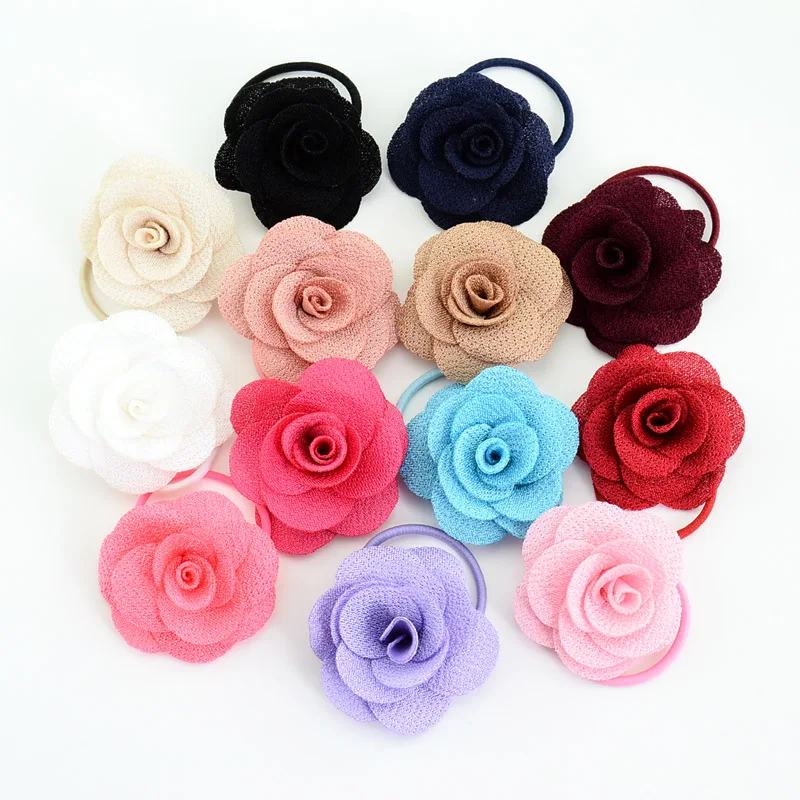 Top Trends: 13pcs / lot 1.8 Inch Boutique Flower Girl Bow Elastic Hair Tie Rope Hair Band Bows Hair Accessories 698 Shoppable Styles