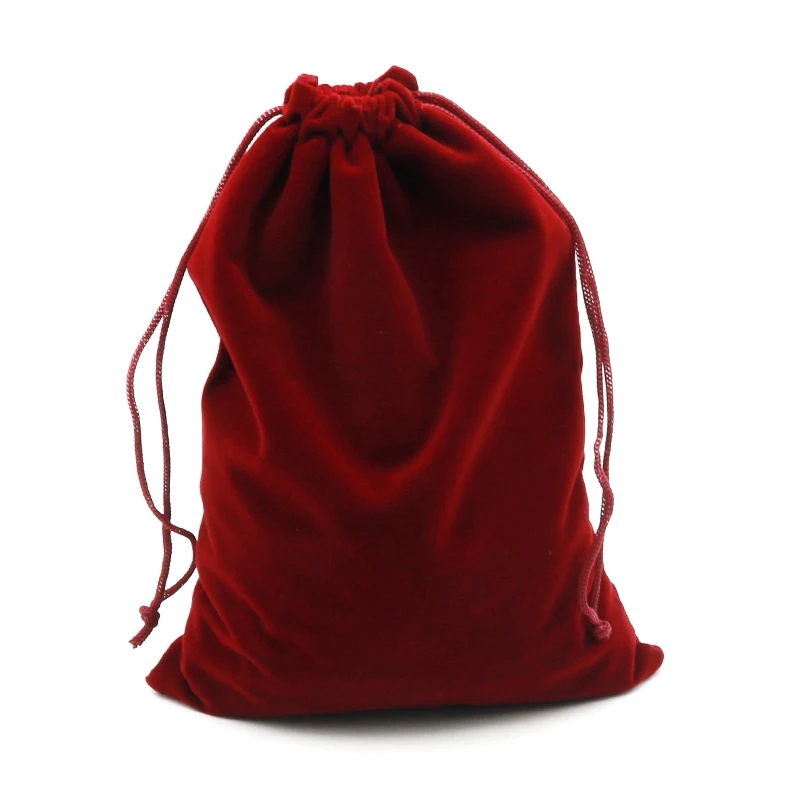 Top Trends: 2pcs / lot 15x20cm Dark Red Velvet Bag Big Jewelry Bag Bracelet Candy Jewelry Packaging Bags Wedding Drawstring Pouch Gift Bag Shoppable Styles