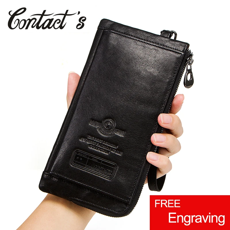 Top Trends: Contact&#039;s Casual Men Wallets Genuine Leather Coin Purse Wallet High Quality Cell Phone Bag For Man Long Clutch Card Holder Shoppable Styles