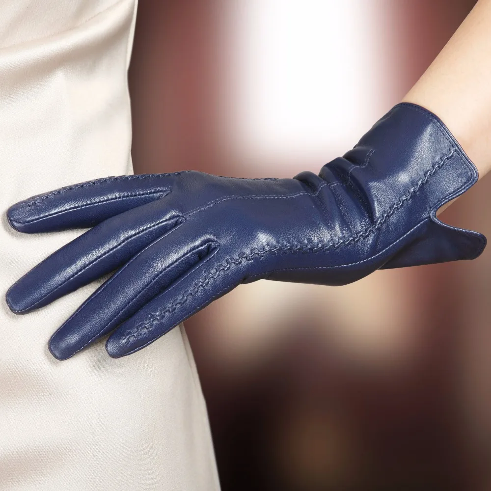 Top Trends: Real Leather Gloves Female High Quality Ladies Elegant Lambskin Autumn Winter Thermal Plushed Lined Women Driving Gloves L085 Shoppable Styles - Image 2