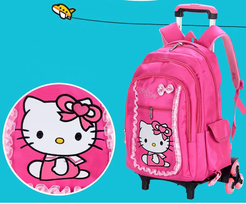 Hello Kitty 2-osaline ratastega reisi- või koolikott