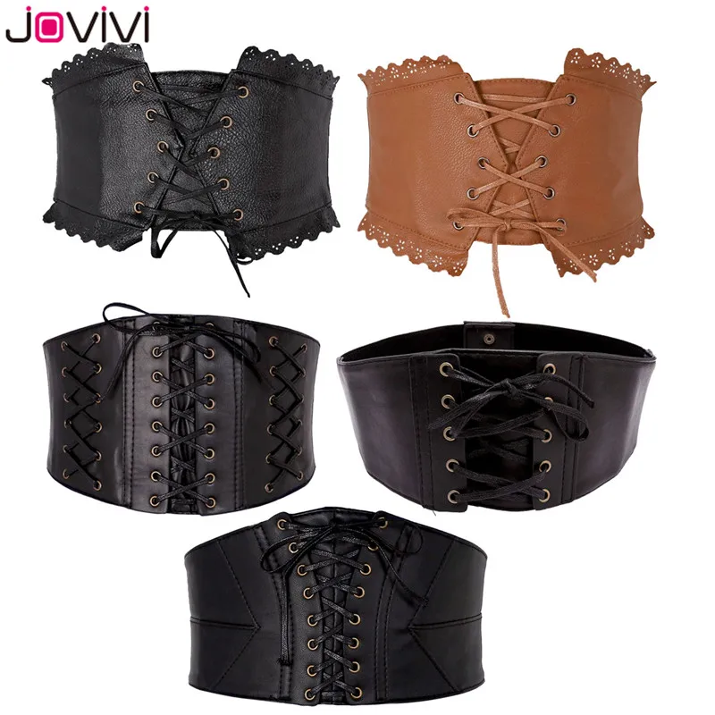 Top Trends: Jovivi Fashion Women Elastic Wide Waistband Wrap Cinch Retro High Waist Belt Lace-Up Tie Leather Corset Cinch Casual Waistbelts Shoppable Styles